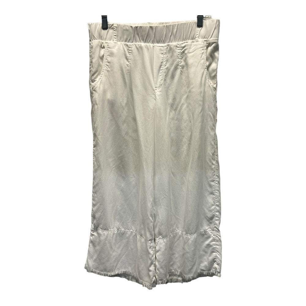 Cloth & Stone Cropped Wide-Leg Pull-On Pants White Lightweight 100% Tencel Small